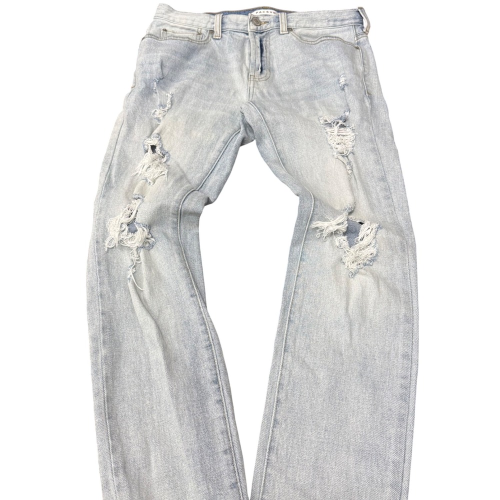 PacSun Skinny Jeans Mens 30x32 Light Wash Distressed Ripped Denim Streetwear